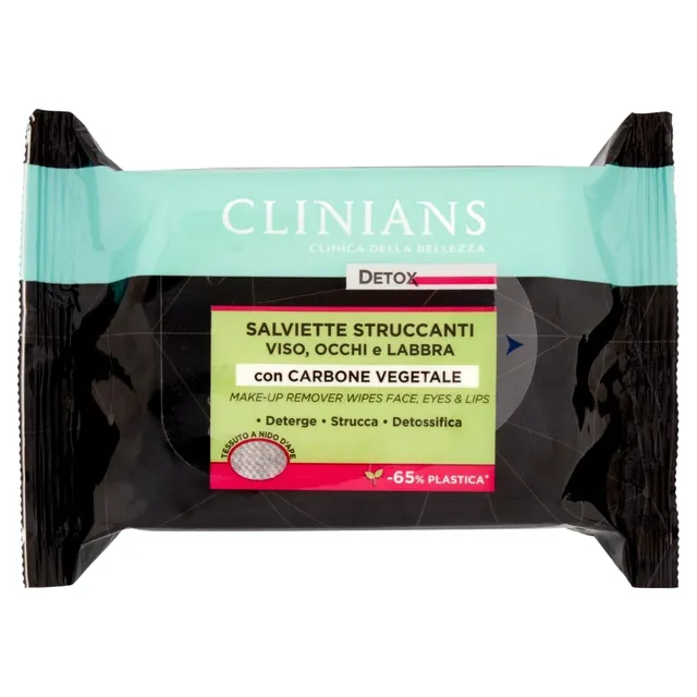 clinians-detox-salviette-struccanti-25pz-x-6-pezzi-carbone-vegetale-oftalmologic image 1