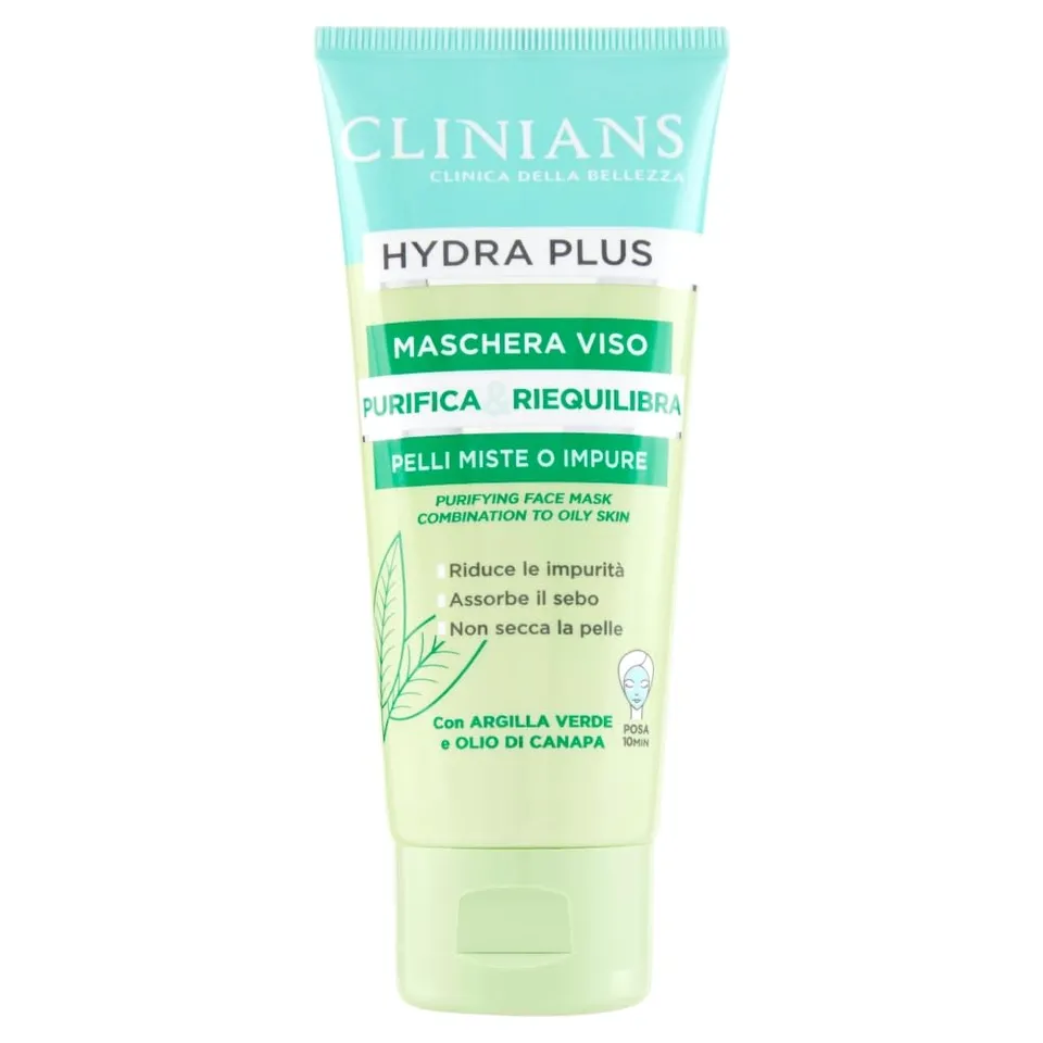clinians-hydra-plus-maschera-viso-purificante-argilla-verde-e-olio-di-canapa-pel image 1