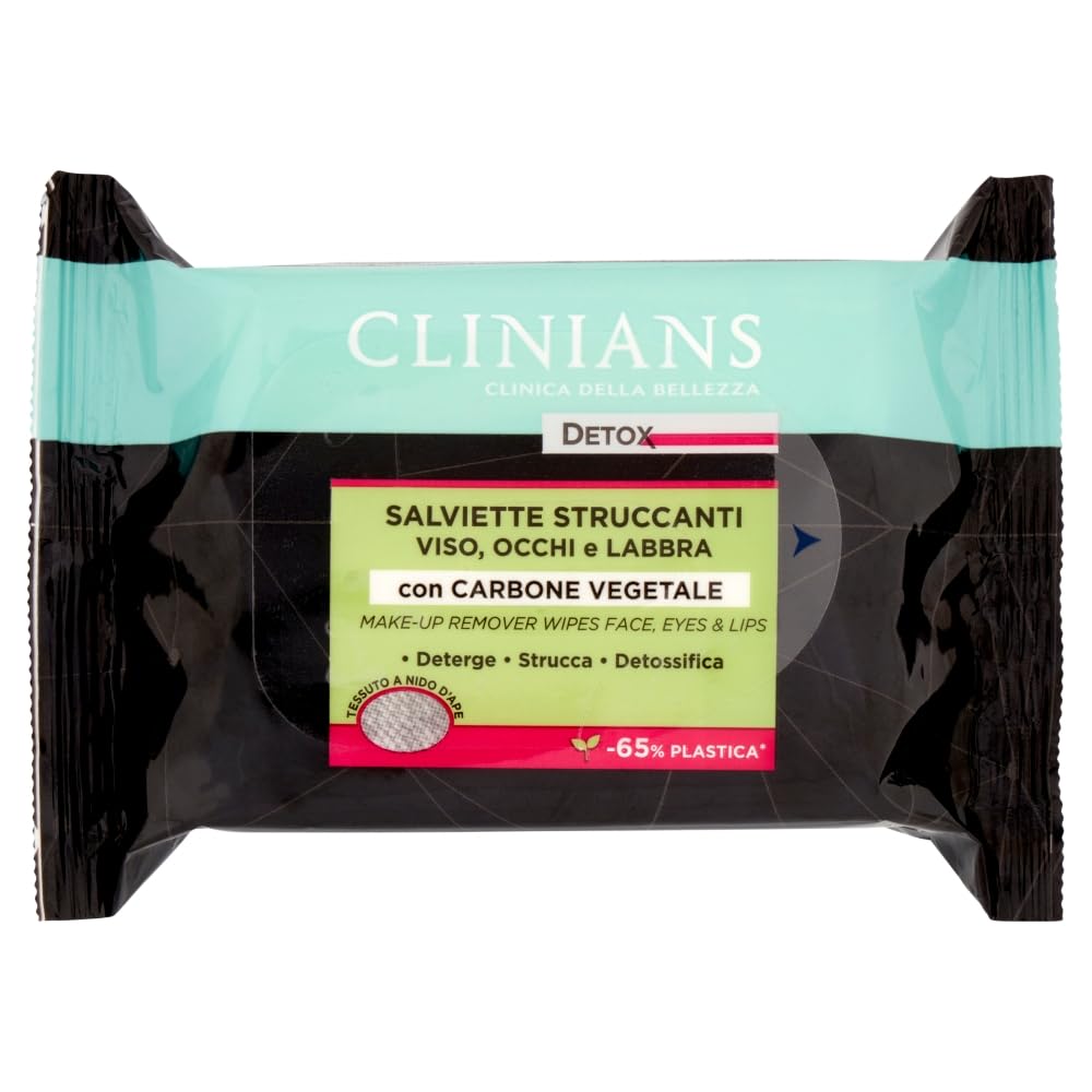 clinians-detox-salviette-struccanti-25pz-x-6-pezzi-carbone-vegetale-oftalmologic image 1