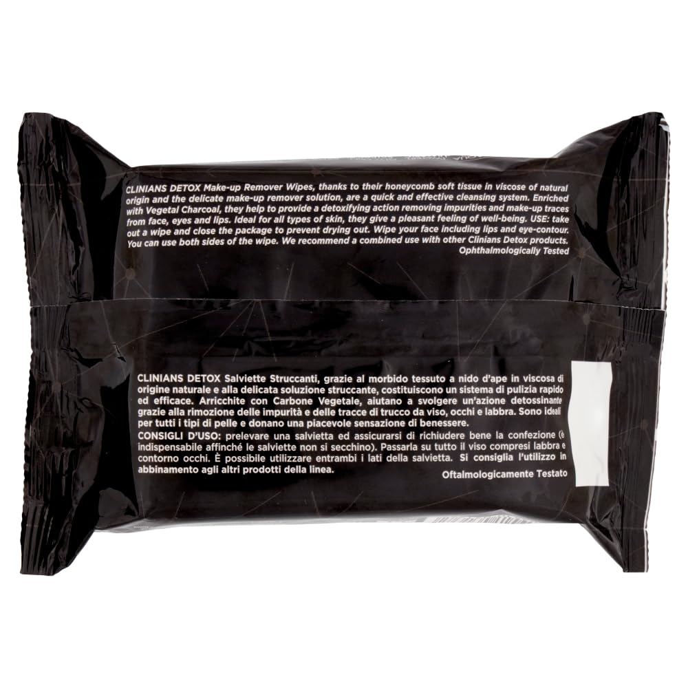 clinians-detox-salviette-struccanti-25pz-x-6-pezzi-carbone-vegetale-oftalmologic image 2