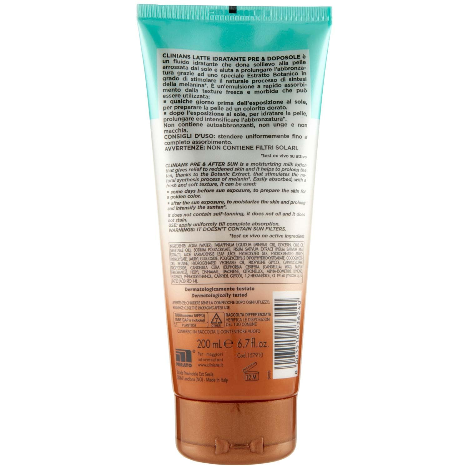 clinians-latte-idratante-pre-dopo-sole-con-attivatore-di-melatonina-200-ml image 3