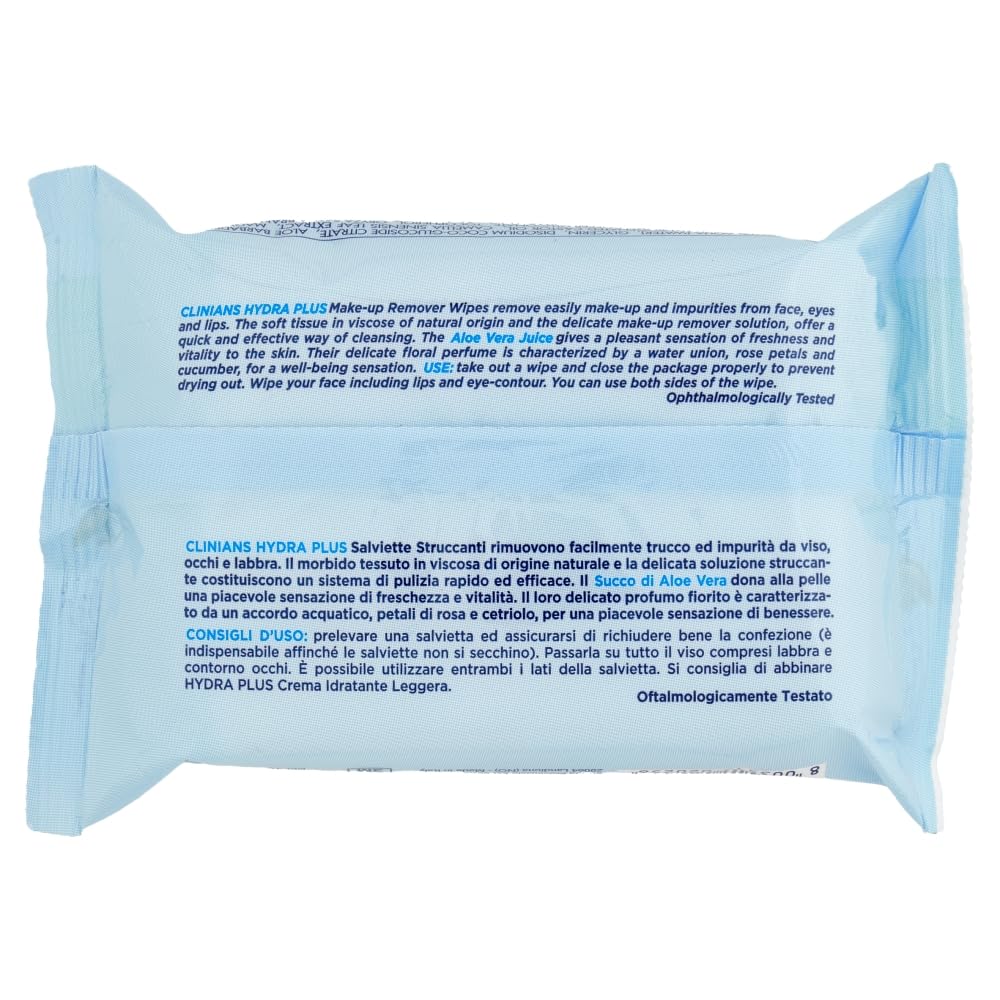 clinians-hydra-plus-salviette-struccanti-25pz-x-6-pezzi-con-aloe-vera-oftalmolog image 2